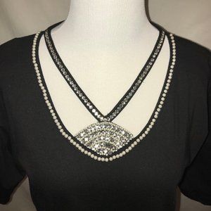 Vintage Double V-Neck jeweled blouse